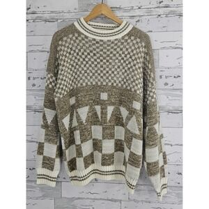 Clifton Place Vintage Made in USA Sweater Geometric Crew Neck Medium Large